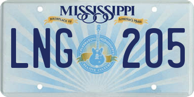 MS license plate LNG205