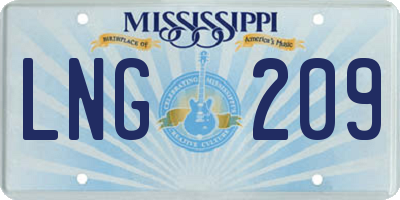 MS license plate LNG209