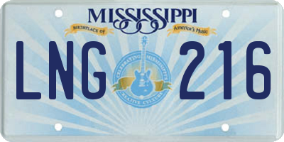 MS license plate LNG216