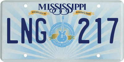 MS license plate LNG217