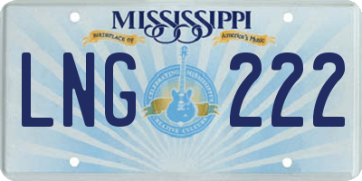 MS license plate LNG222