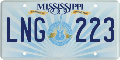MS license plate LNG223