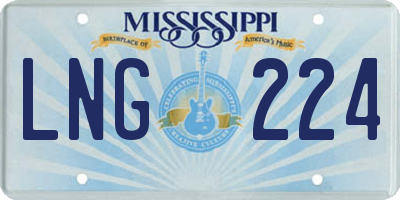 MS license plate LNG224