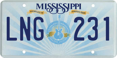 MS license plate LNG231