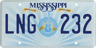 MS license plate LNG232