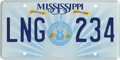 MS license plate LNG234
