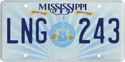 MS license plate LNG243