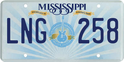 MS license plate LNG258