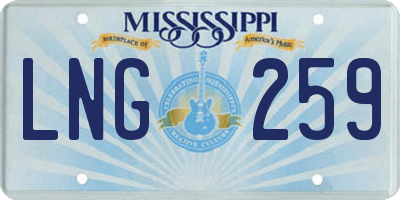 MS license plate LNG259