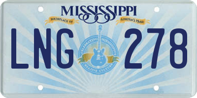 MS license plate LNG278