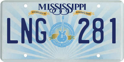 MS license plate LNG281