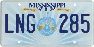 MS license plate LNG285