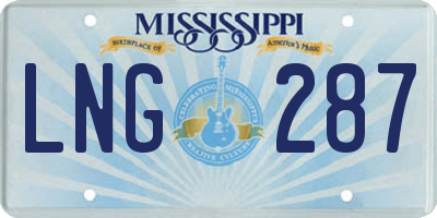 MS license plate LNG287