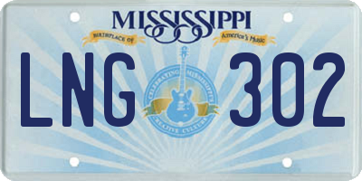 MS license plate LNG302