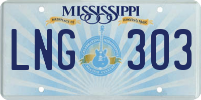 MS license plate LNG303