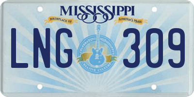 MS license plate LNG309