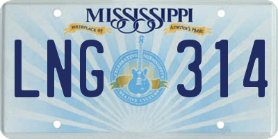MS license plate LNG314