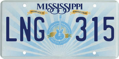 MS license plate LNG315