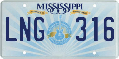 MS license plate LNG316