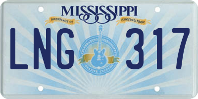 MS license plate LNG317