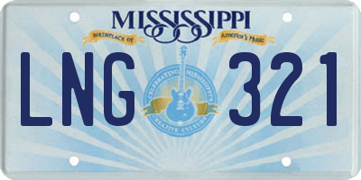 MS license plate LNG321