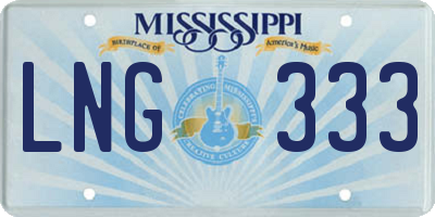MS license plate LNG333