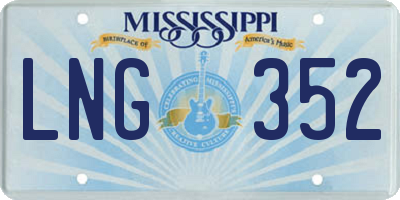 MS license plate LNG352