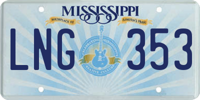 MS license plate LNG353