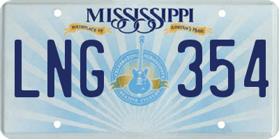 MS license plate LNG354
