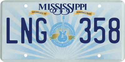 MS license plate LNG358