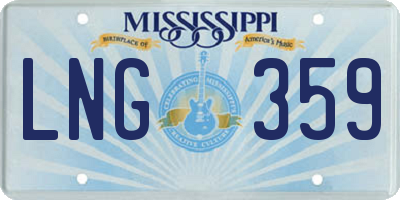 MS license plate LNG359