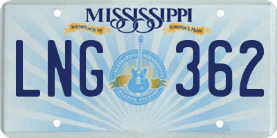 MS license plate LNG362