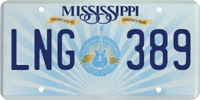 MS license plate LNG389