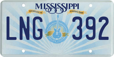 MS license plate LNG392