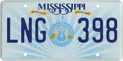 MS license plate LNG398