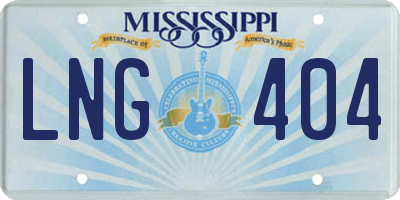 MS license plate LNG404