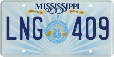 MS license plate LNG409