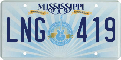 MS license plate LNG419