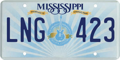 MS license plate LNG423