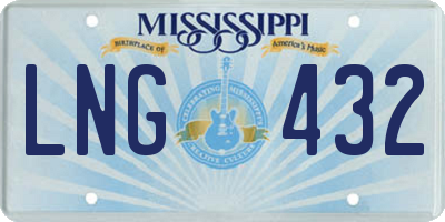 MS license plate LNG432