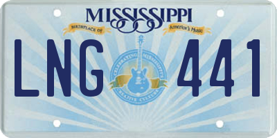 MS license plate LNG441