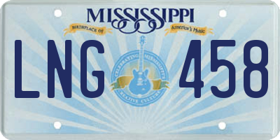 MS license plate LNG458