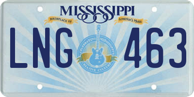 MS license plate LNG463