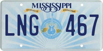MS license plate LNG467