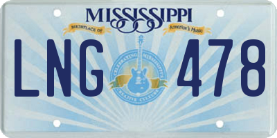 MS license plate LNG478