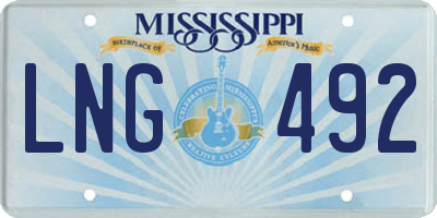 MS license plate LNG492