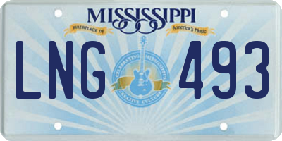 MS license plate LNG493