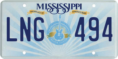 MS license plate LNG494