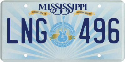 MS license plate LNG496