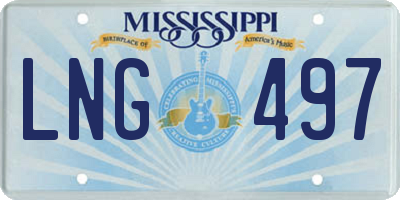 MS license plate LNG497